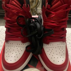 Womens Red black and white Air Jordan’s worn twice still in new condition!!!!